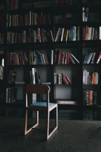 chair, shelves, books, education, story, wisdom