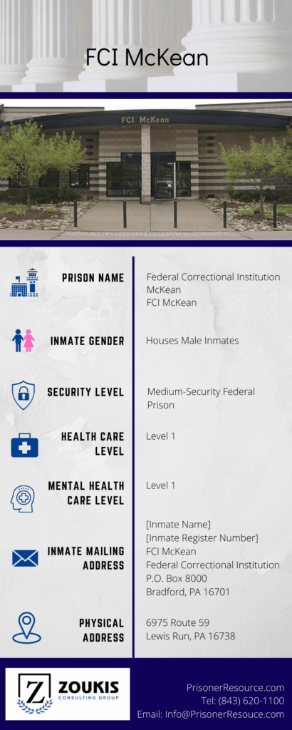 Fci Mckean Federal Correctional Institution McKean Inmate Information